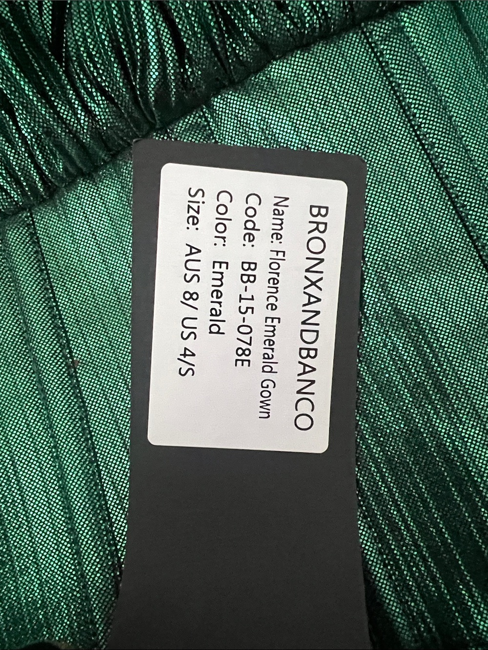 Bronx and Banco Florence Emerald Green Metallic Maxi Gown with Side Slit Size Sm - Picture 5 of 6